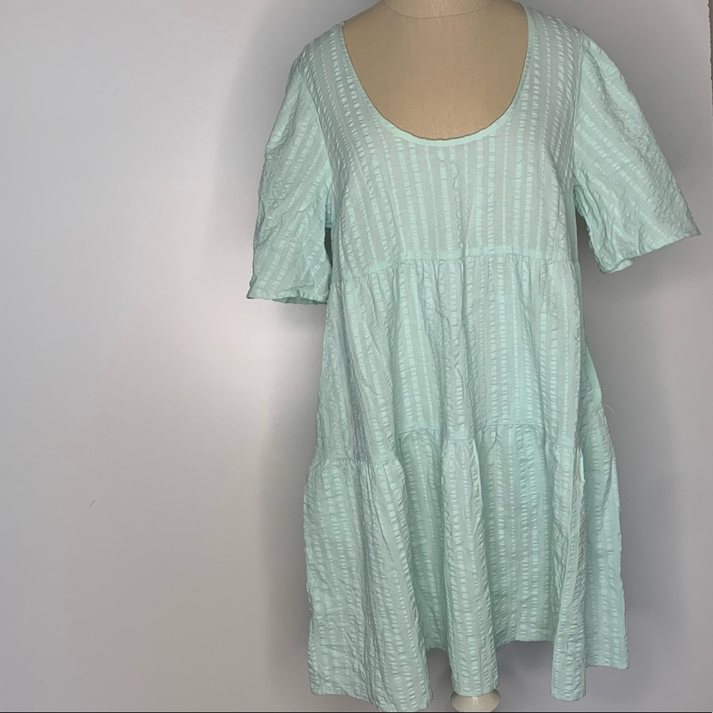 A new day light blue puff sleeve tiered dress XS
